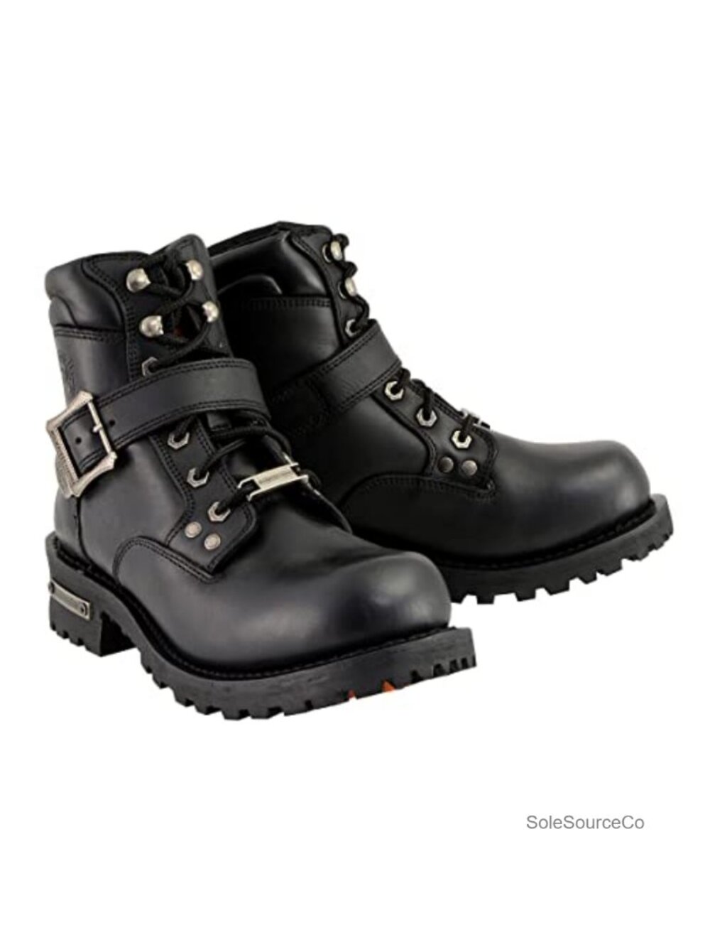 Full Grain Leather Lace-Up Engineer Boots Adjustable Buckle
